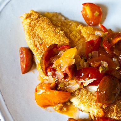 Cherry Tomato Tequila Butter Salsa with Fried Fish