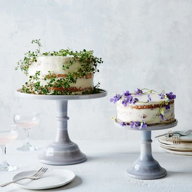 Grey Swirl Glass Cake Stand