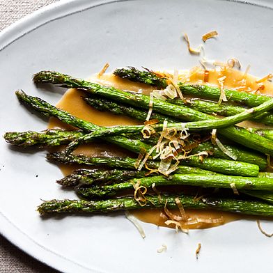 Nobu's Fried Asparagus with Miso Dressing