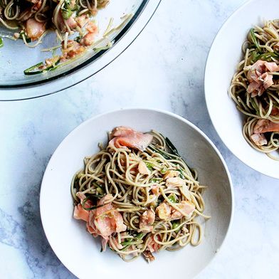 Soba Noodles with Cedar-Planked Salmon