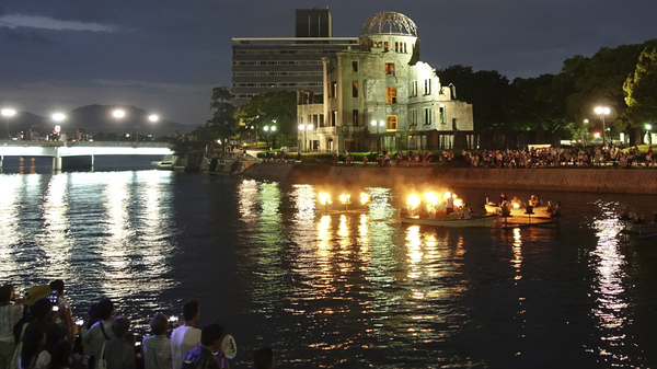Sunday marked 72 years since the U.S. dropped one of two atomic bombs on Japan. On the eve of the anniversary, organizers of a peace event lit up torches on floats on the Motoyasu River next to the Atomic Bomb Dome in Hiroshima.
