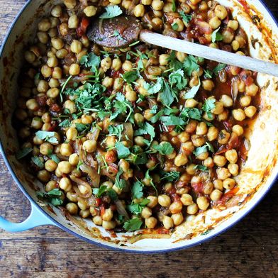 Stewy Chickpea "Tagine" with Tomatoes, Cilantro and Golden Raisins