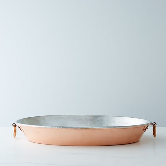 Vintage Copper Oval Gratin Dish, Late 19th Century