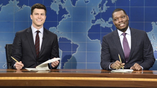 Colin Jost (left) and Michael Che ripped into Al Franken during the Weekend Update portion of Saturday Night Live.
