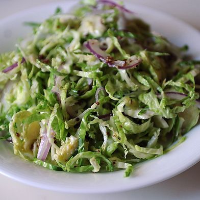 Shaved Brussels Sprout Salad with Red Onion, Lemon and Pecorino