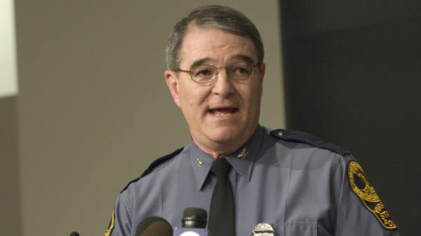 Virginia State Police Superintendent Steve Flaherty announced his retirement Tuesday after 42 years with the force. Flaherty is pictured here in 2007, briefing the media following the shooting at Virginia Tech.