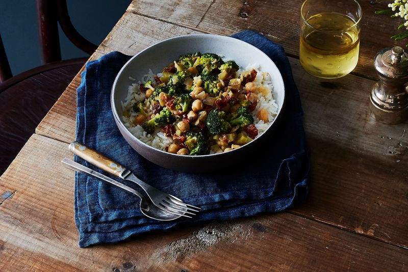 Coconut Braised Chickpeas and Broccoli 