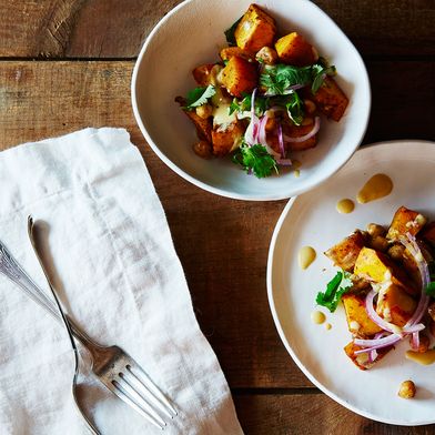 Roast Squash & Chickpea Salad with Orange-Tahini Dressing