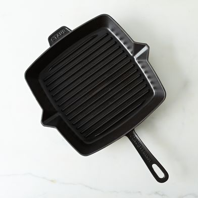 Staub Large Cast Iron Square Grill Pan and Press