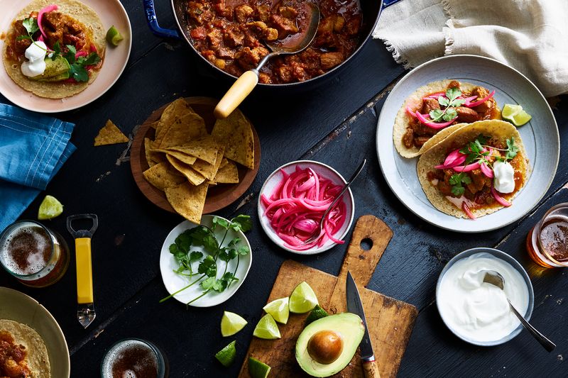A beautiful spread of tacos doesn't look quite as photogenic from the pot. 