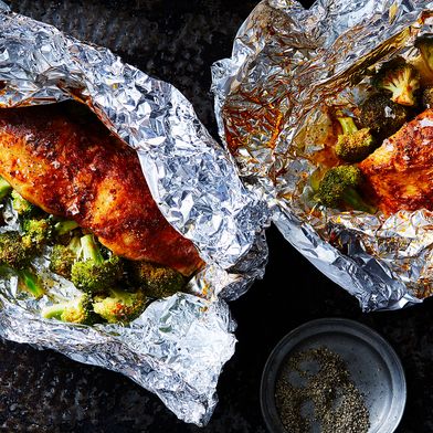 Tilapia with Smoked Paprika Butter and Broccoli in Foil Packets