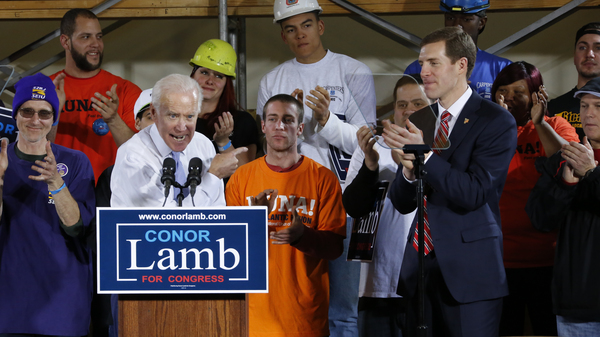 Former Vice President Joe Biden campaigned for Democrat Conor Lamb. Biden has talked about the need for Democrats to speak to more centrist voters.