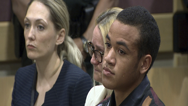 Zachary Cruz crying as his brother, Nikolas Cruz is arraigned in Fort Lauderdale, Fla.
