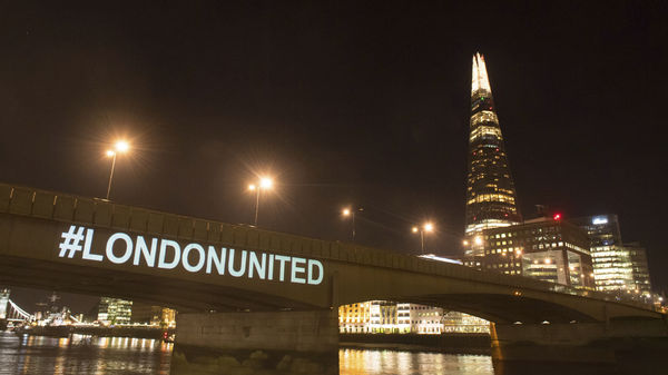 A tribute is projected onto the side of London Bridge to mark one year since a deadly vehicle-and-knife attack.