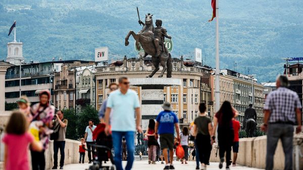 Macedonia will now be named Republic of North Macedonia after its prime minister reached an agreement with his Greek counterpart. A monument to Alexander the Great is seen in the center of Skopje on Sunday.